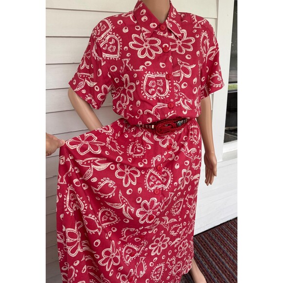 90s Floral Dress Vintage Retro Casual Summer Rayon Styleworks 12 - Picture 3 of 7